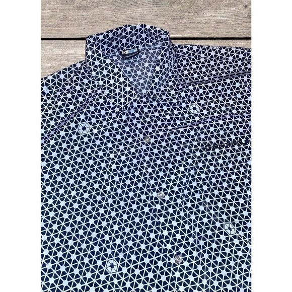 Vintage SOUTHPOLE Y2K Button Up Shirt All Over Print Blue Men’s Size Medium - Picture 2 of 8